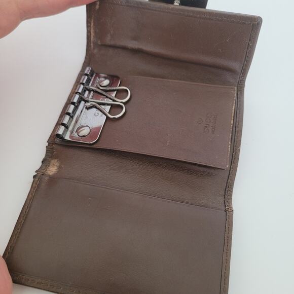 GUCCI GG Logo Plate Key Holder Wallet Case Leather Canvas Small Unisex Brown - Picture 3 of 10